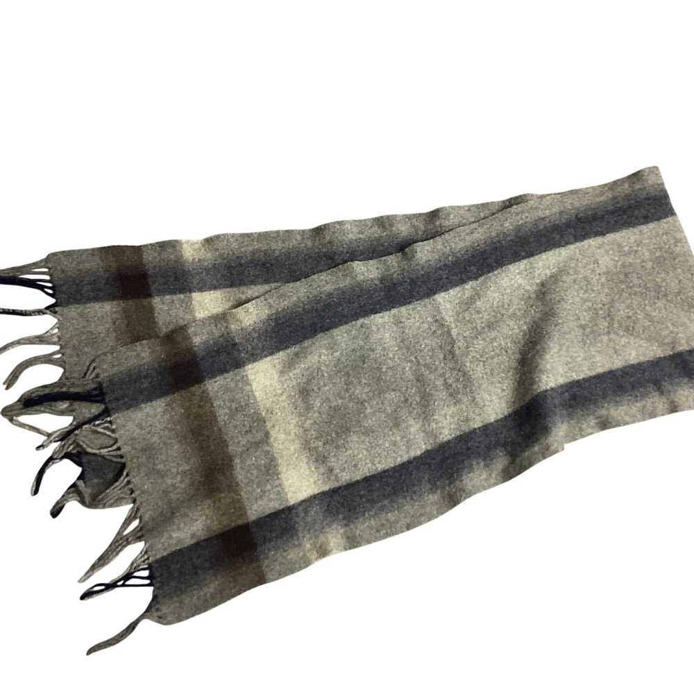Cashmere Scarf Striped Gray Blue Soft‎ Warm Winter Accessory Women